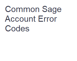 Common Sage Account Error Codes