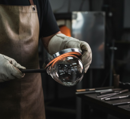 The craftsmanship of creating a domed crystal with minimal visual distortion at the edges