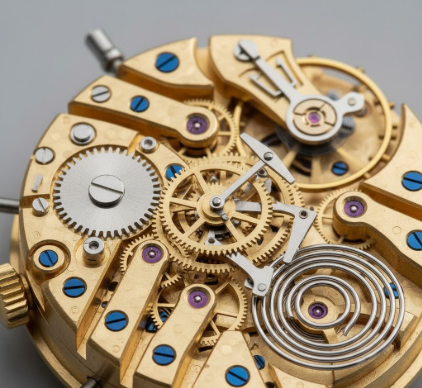 The complex interaction of gears required for a minute repeater to chime time on demand