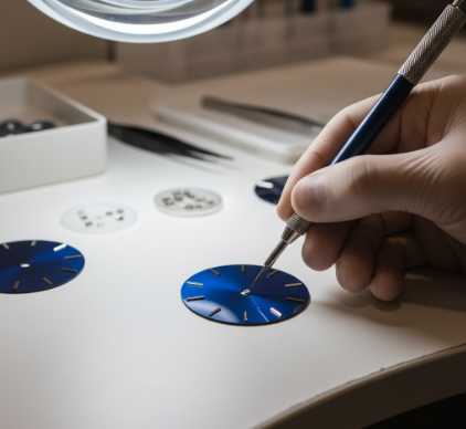 The craftsmanship involved in the hand application of markers and logos onto the dial surface