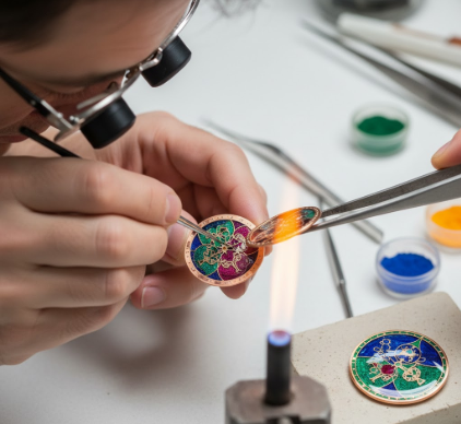 The meticulous process of applying lacquer and grand feu enamel to artistic watch dials