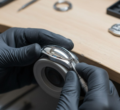 The meticulous technique of polishing watch cases to achieve a flawless mirror like finish